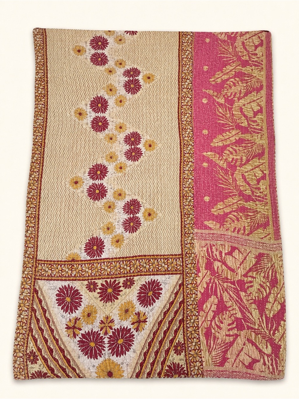 Kantha Patchwork Reversible Throw Blanket NWOT - Picture 2 of 2